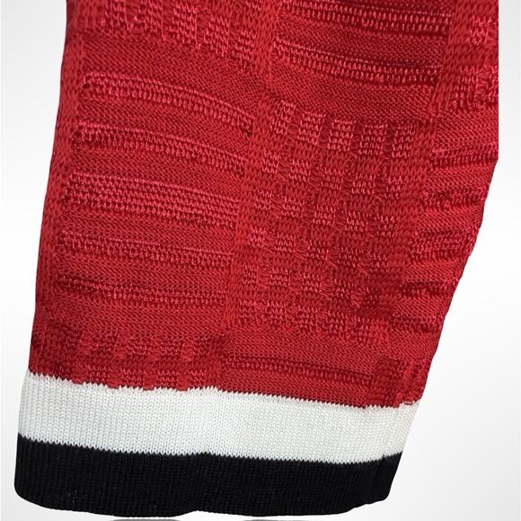 Ming Wang Red White Black Knit Open Jacket Cardigan Petite Extra Small Old Money - Picture 5 of 9